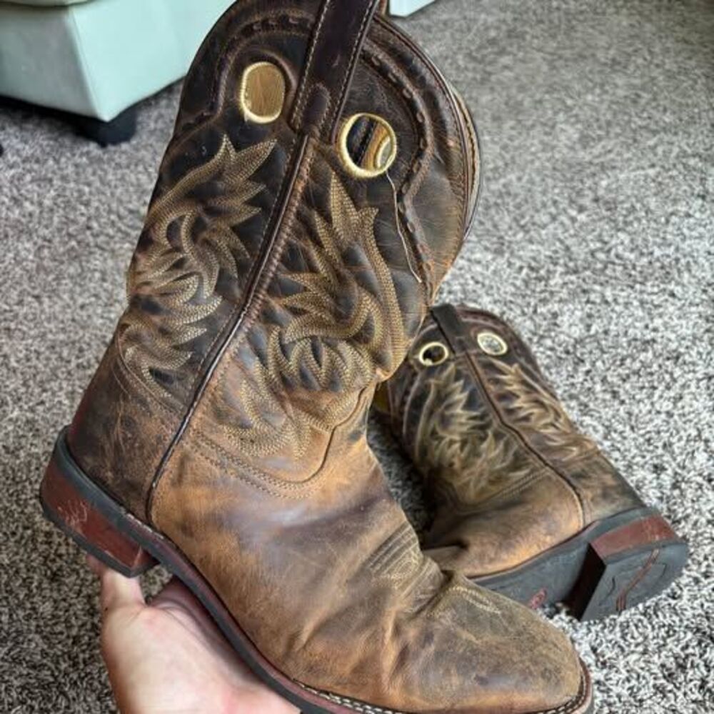 Laredo Men's Kane Distressed Brown Leather Cowboy Boots - Size 13 D (Style 7812)